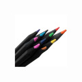 Bon marché noir en bois 12 pcs personnalisé logo couleur crayons